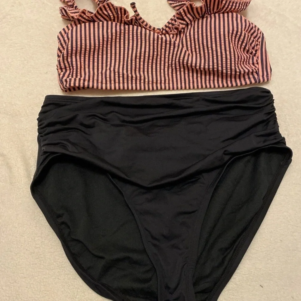 Xhilaration Pink and Black Striped Bikini